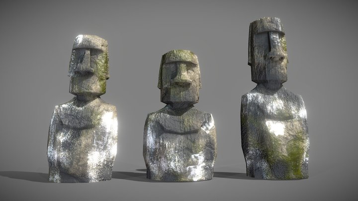 Stone Head Low Poly of Easter Island